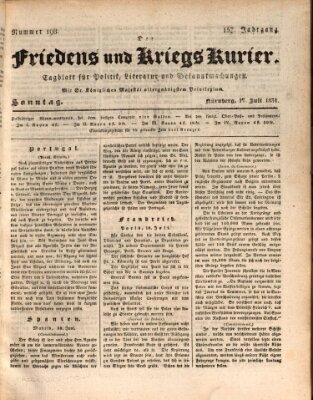 Der Friedens- u. Kriegs-Kurier (Nürnberger Friedens- und Kriegs-Kurier) Sonntag 17. Juli 1831