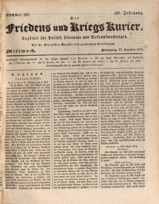 Der Friedens- u. Kriegs-Kurier (Nürnberger Friedens- und Kriegs-Kurier) Mittwoch 12. Oktober 1831