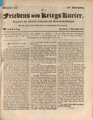 Der Friedens- u. Kriegs-Kurier (Nürnberger Friedens- und Kriegs-Kurier) Dienstag 6. Dezember 1831