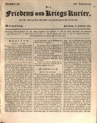 Der Friedens- u. Kriegs-Kurier (Nürnberger Friedens- und Kriegs-Kurier) Dienstag 21. Februar 1832