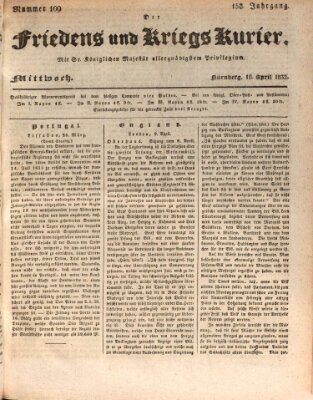 Der Friedens- u. Kriegs-Kurier (Nürnberger Friedens- und Kriegs-Kurier) Mittwoch 18. April 1832