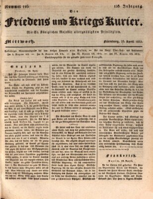 Der Friedens- u. Kriegs-Kurier (Nürnberger Friedens- und Kriegs-Kurier) Mittwoch 25. April 1832