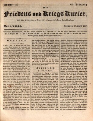 Der Friedens- u. Kriegs-Kurier (Nürnberger Friedens- und Kriegs-Kurier) Donnerstag 26. April 1832