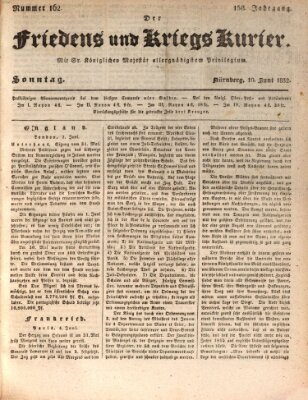 Der Friedens- u. Kriegs-Kurier (Nürnberger Friedens- und Kriegs-Kurier) Sonntag 10. Juni 1832