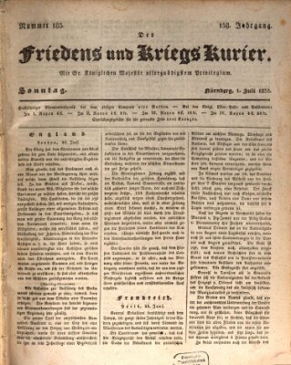 Der Friedens- u. Kriegs-Kurier (Nürnberger Friedens- und Kriegs-Kurier) Sonntag 1. Juli 1832