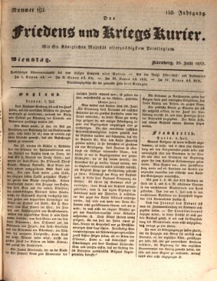 Der Friedens- u. Kriegs-Kurier (Nürnberger Friedens- und Kriegs-Kurier) Dienstag 10. Juli 1832