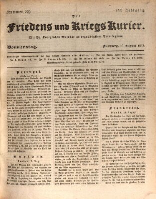 Der Friedens- u. Kriegs-Kurier (Nürnberger Friedens- und Kriegs-Kurier) Donnerstag 16. August 1832