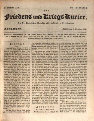 Der Friedens- u. Kriegs-Kurier (Nürnberger Friedens- und Kriegs-Kurier) Samstag 8. September 1832