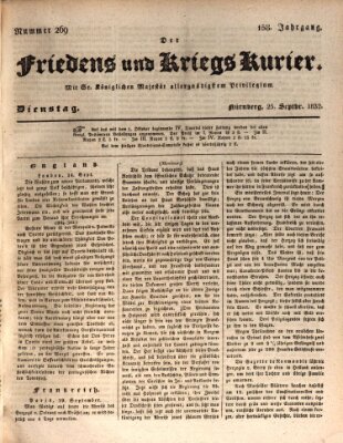 Der Friedens- u. Kriegs-Kurier (Nürnberger Friedens- und Kriegs-Kurier) Dienstag 25. September 1832