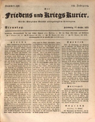 Der Friedens- u. Kriegs-Kurier (Nürnberger Friedens- und Kriegs-Kurier) Dienstag 16. Oktober 1832