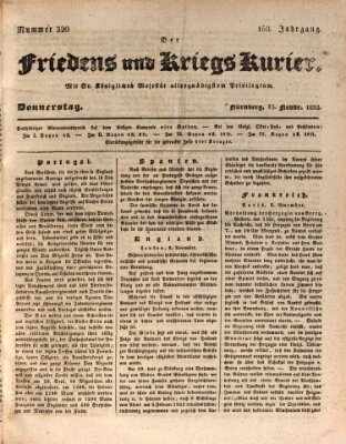 Der Friedens- u. Kriegs-Kurier (Nürnberger Friedens- und Kriegs-Kurier) Donnerstag 15. November 1832