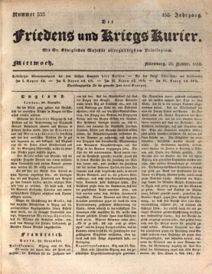 Der Friedens- u. Kriegs-Kurier (Nürnberger Friedens- und Kriegs-Kurier) Mittwoch 28. November 1832