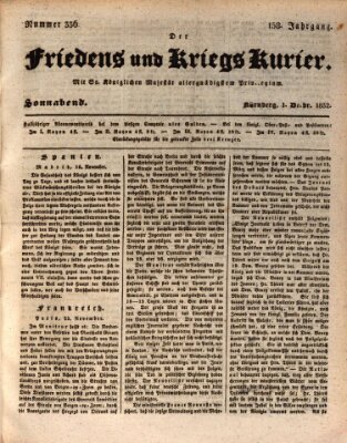 Der Friedens- u. Kriegs-Kurier (Nürnberger Friedens- und Kriegs-Kurier) Samstag 1. Dezember 1832
