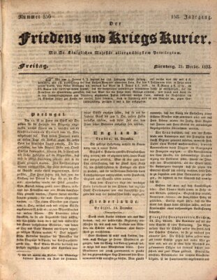 Der Friedens- u. Kriegs-Kurier (Nürnberger Friedens- und Kriegs-Kurier) Freitag 21. Dezember 1832