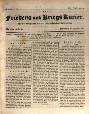 Der Friedens- u. Kriegs-Kurier (Nürnberger Friedens- und Kriegs-Kurier) Donnerstag 17. Januar 1833