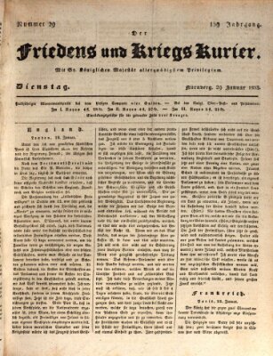 Der Friedens- u. Kriegs-Kurier (Nürnberger Friedens- und Kriegs-Kurier) Dienstag 29. Januar 1833