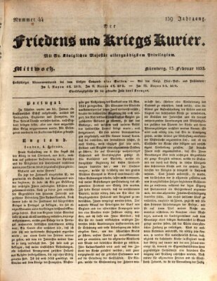 Der Friedens- u. Kriegs-Kurier (Nürnberger Friedens- und Kriegs-Kurier) Mittwoch 13. Februar 1833