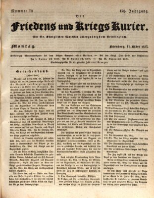 Der Friedens- u. Kriegs-Kurier (Nürnberger Friedens- und Kriegs-Kurier) Montag 11. März 1833