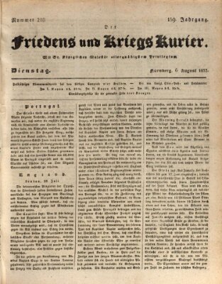 Der Friedens- u. Kriegs-Kurier (Nürnberger Friedens- und Kriegs-Kurier) Dienstag 6. August 1833
