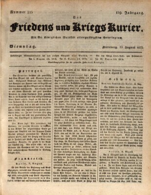 Der Friedens- u. Kriegs-Kurier (Nürnberger Friedens- und Kriegs-Kurier) Dienstag 13. August 1833