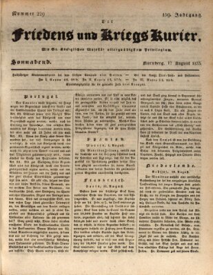 Der Friedens- u. Kriegs-Kurier (Nürnberger Friedens- und Kriegs-Kurier) Samstag 17. August 1833