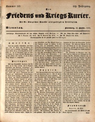 Der Friedens- u. Kriegs-Kurier (Nürnberger Friedens- und Kriegs-Kurier) Dienstag 19. November 1833
