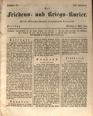 Der Friedens- u. Kriegs-Kurier (Nürnberger Friedens- und Kriegs-Kurier) Freitag 7. März 1834