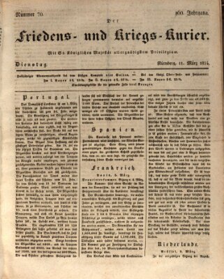 Der Friedens- u. Kriegs-Kurier (Nürnberger Friedens- und Kriegs-Kurier) Dienstag 11. März 1834