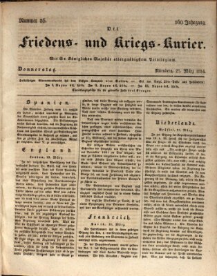 Der Friedens- u. Kriegs-Kurier (Nürnberger Friedens- und Kriegs-Kurier) Donnerstag 27. März 1834