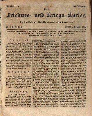 Der Friedens- u. Kriegs-Kurier (Nürnberger Friedens- und Kriegs-Kurier) Donnerstag 24. April 1834