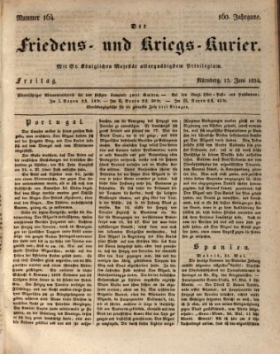Der Friedens- u. Kriegs-Kurier (Nürnberger Friedens- und Kriegs-Kurier) Freitag 13. Juni 1834
