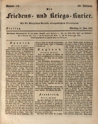 Der Friedens- u. Kriegs-Kurier (Nürnberger Friedens- und Kriegs-Kurier) Freitag 27. Juni 1834
