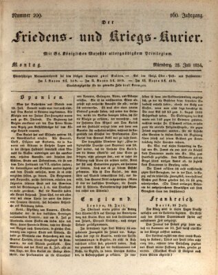Der Friedens- u. Kriegs-Kurier (Nürnberger Friedens- und Kriegs-Kurier) Montag 28. Juli 1834