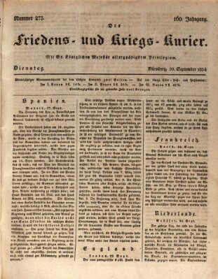 Der Friedens- u. Kriegs-Kurier (Nürnberger Friedens- und Kriegs-Kurier) Dienstag 30. September 1834