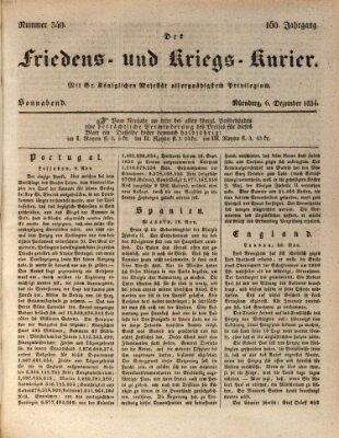 Der Friedens- u. Kriegs-Kurier (Nürnberger Friedens- und Kriegs-Kurier) Samstag 6. Dezember 1834