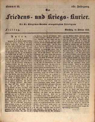 Der Friedens- u. Kriegs-Kurier (Nürnberger Friedens- und Kriegs-Kurier) Freitag 13. Februar 1835