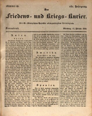 Der Friedens- u. Kriegs-Kurier (Nürnberger Friedens- und Kriegs-Kurier) Samstag 14. Februar 1835