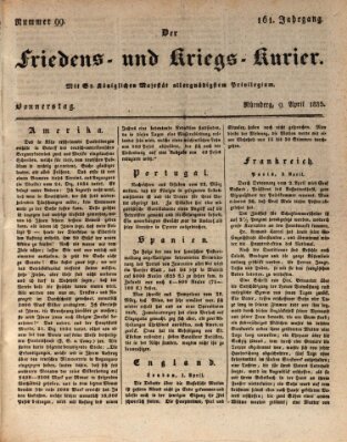 Der Friedens- u. Kriegs-Kurier (Nürnberger Friedens- und Kriegs-Kurier) Donnerstag 9. April 1835