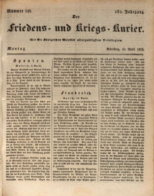 Der Friedens- u. Kriegs-Kurier (Nürnberger Friedens- und Kriegs-Kurier) Montag 20. April 1835
