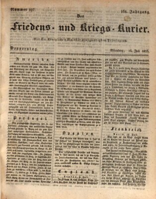 Der Friedens- u. Kriegs-Kurier (Nürnberger Friedens- und Kriegs-Kurier) Donnerstag 16. Juli 1835