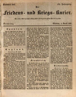 Der Friedens- u. Kriegs-Kurier (Nürnberger Friedens- und Kriegs-Kurier) Sonntag 2. August 1835
