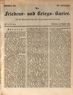 Der Friedens- u. Kriegs-Kurier (Nürnberger Friedens- und Kriegs-Kurier) Freitag 28. August 1835