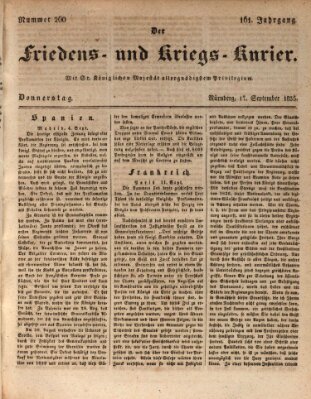 Der Friedens- u. Kriegs-Kurier (Nürnberger Friedens- und Kriegs-Kurier) Donnerstag 17. September 1835