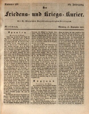 Der Friedens- u. Kriegs-Kurier (Nürnberger Friedens- und Kriegs-Kurier) Mittwoch 23. September 1835