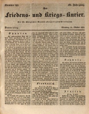 Der Friedens- u. Kriegs-Kurier (Nürnberger Friedens- und Kriegs-Kurier) Donnerstag 22. Oktober 1835