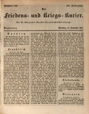 Der Friedens- u. Kriegs-Kurier (Nürnberger Friedens- und Kriegs-Kurier) Donnerstag 26. November 1835