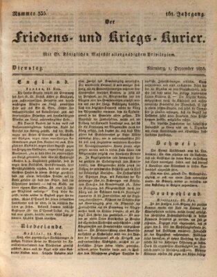 Der Friedens- u. Kriegs-Kurier (Nürnberger Friedens- und Kriegs-Kurier) Dienstag 1. Dezember 1835
