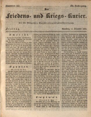 Der Friedens- u. Kriegs-Kurier (Nürnberger Friedens- und Kriegs-Kurier) Freitag 11. Dezember 1835
