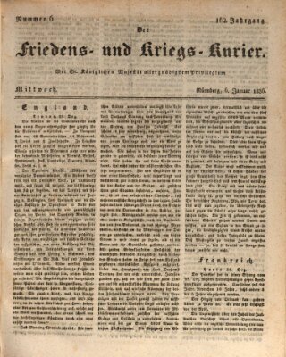 Der Friedens- u. Kriegs-Kurier (Nürnberger Friedens- und Kriegs-Kurier) Mittwoch 6. Januar 1836