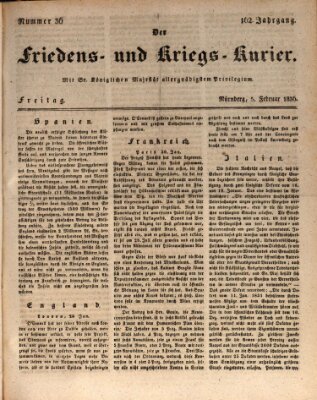 Der Friedens- u. Kriegs-Kurier (Nürnberger Friedens- und Kriegs-Kurier) Freitag 5. Februar 1836